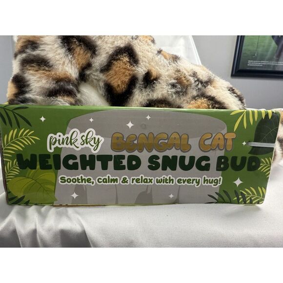 Pink Sky Snug Bud Bengal Cat Plush‎ Animal Weighted 2.2 Lbs NEW Soft Calm Sleep - Picture 4 of 7